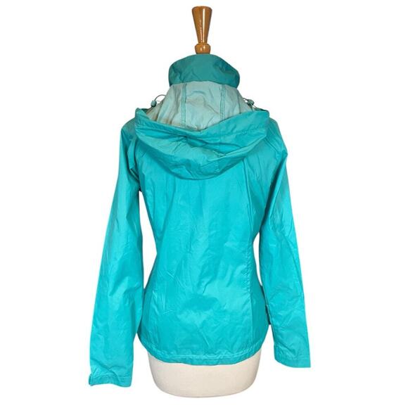 Columbia Womens Small Hide Hooded Windbreaker Rain Jacket Turquoise Lightweight - Picture 3 of 14